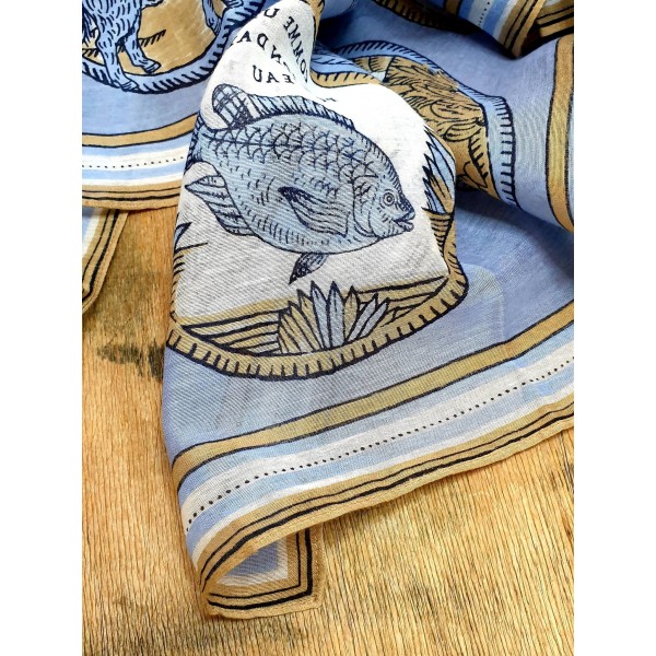 Inoui Editions šilko ir medvilnės skara CHANCE INOUI BLUE